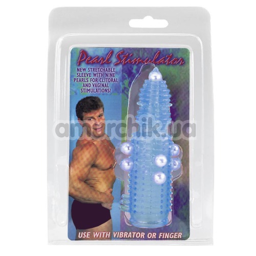Насадка на пеніс Pearl Stimulator Stretchable Sleeve, блакитна