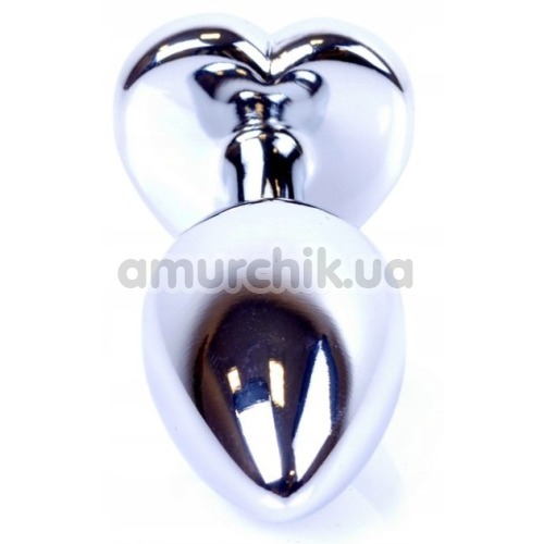 Анальная пробка с прозрачным кристаллом Exclusivity Jewellery Silver Heart Plug, серебряная
