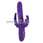 Анально-вагинально-клиторальный вибратор с ротацией и толчками Sweet Smile Thrusting Pearl Triple Vibrator, фиолетовый - Фото №1