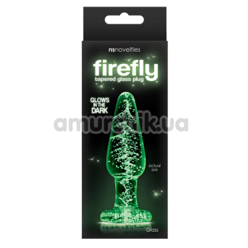 Анальная пробка Firefly Tapered Glass Plug Medium, светящаяся в темноте