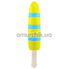 Вибратор Popsicle полосатый, желто-голубой - Фото №1