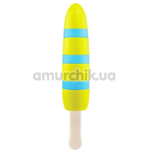 Вібратор Popsicle смугастий, жовто-блакитний - Фото №1