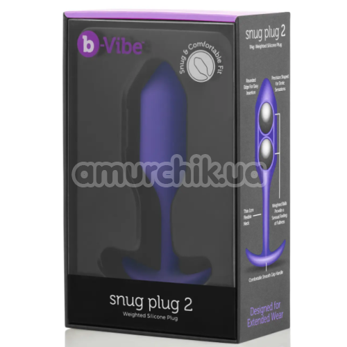 Анальная пробка со смещенным центром тяжести B-Vibe Snug Plug 2, фиолетовая