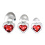 Набор анальных пробок с красным кристаллом Booty Sparks Red Heart Gem Glass Anal Plug Set, прозрачный - Фото №2