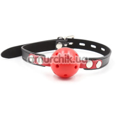 Кляп DS Fetish Locking Plastic Ball Gag M, красно-черный - Фото №1