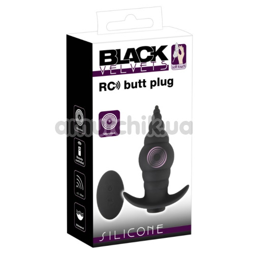 Анальная пробка с вибрацией Black Velvets RC Butt Plug, черная