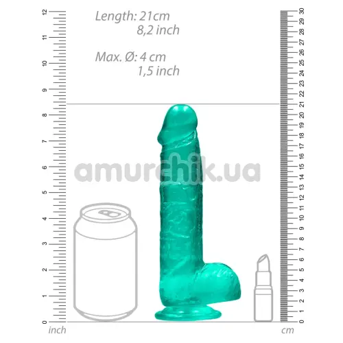 Фалоімітатор Realrock Crystal Clear Dildo Realistic 8, зелений