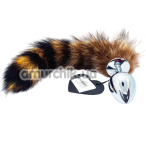 Анальная пробка с хвостом енота натурального цвета DS Fetish Raccoon Tail L, серебристая - Фото №1
