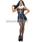 Костюм монахини Leg Avenue Naughty Nun черный: платье + накидка на голову - Фото №1