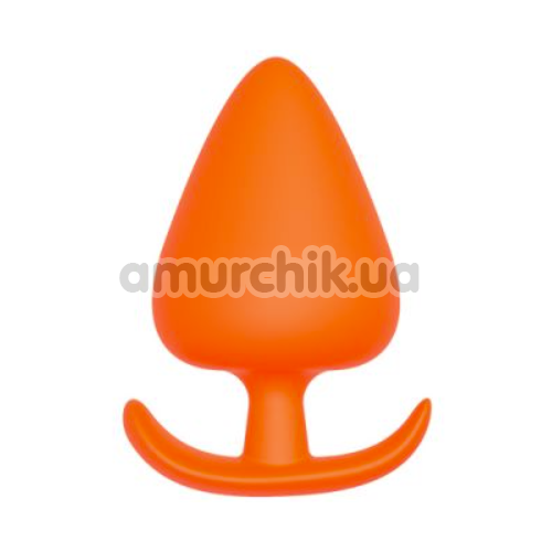Анальная пробка Bootyful Silicone Plug With T-Handle 4.2 см, оранжевая - Фото №1
