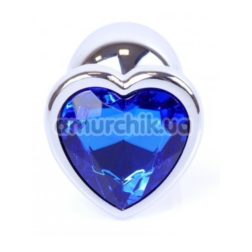 Анальная пробка с синим кристаллом Exclusivity Jewellery Silver Heart Plug, серебряная