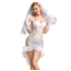 Костюм невесты JSY Sexy Lingerie, белый: платье + фата + перчатки - Фото №1
