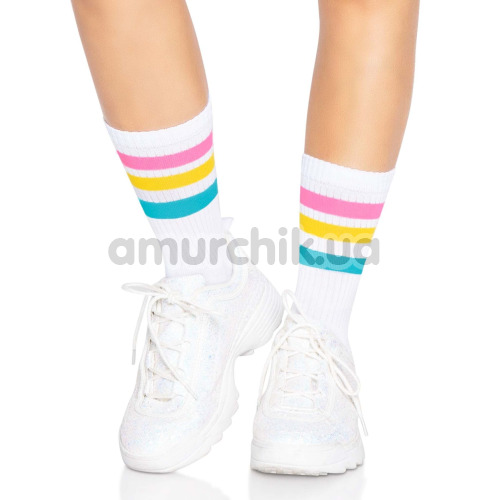 Шкарпетки Leg Avenue Pride Pansexual, білі