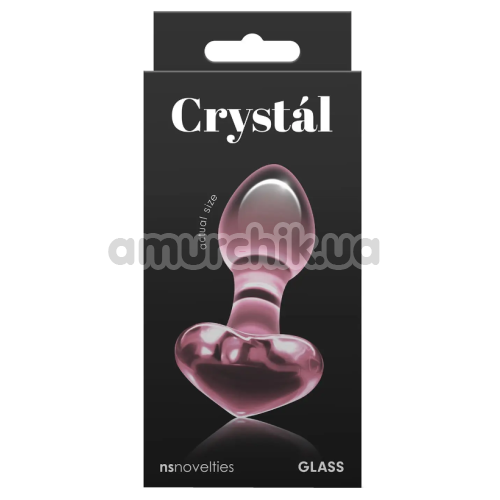 Анальная пробка Crystal Glass Heart, розовая