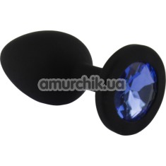 Анальная пробка с синим кристаллом SWAROVSKI Zcz, черная - Фото №1