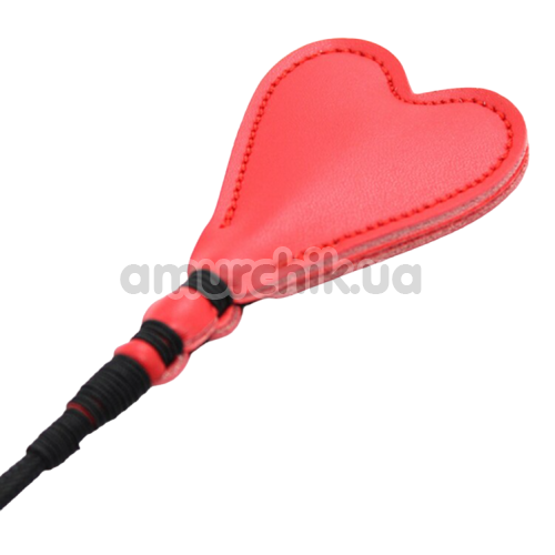 Стек в виде сердечка DS Fetish Crop Heart Red Leather, красный