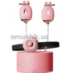 Зажимы на соски с ошейником Qingnan No.2 Vibrating Nipple Clamps And Choker Set, розовые - Фото №1