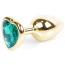Анальная пробка с зеленым кристаллом Exclusivity Jewellery Gold Heart Plug, золотая - Фото №1
