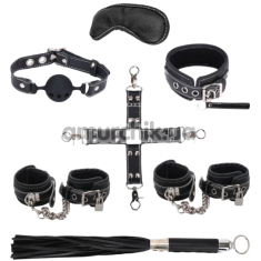 Бондажний набір sLash BDSM Soft Genuine Leather Bondage Set, чорний - Фото №1