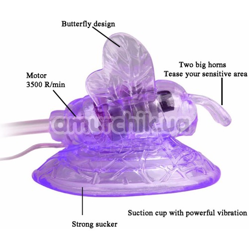 Вакуумная помпа с вибрацией для клитора Butterfly Clitoral Pump, фиолетовая