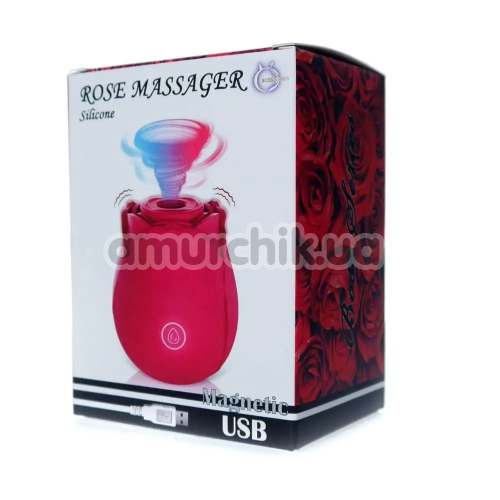 Симулятор орального секса для женщин с вибрацией Boss Series Rose Massager, бордовый