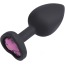 Анальная пробка со светло-розовым кристаллом Silicone Jewelled Butt Plug Heart Small, черная - Фото №4