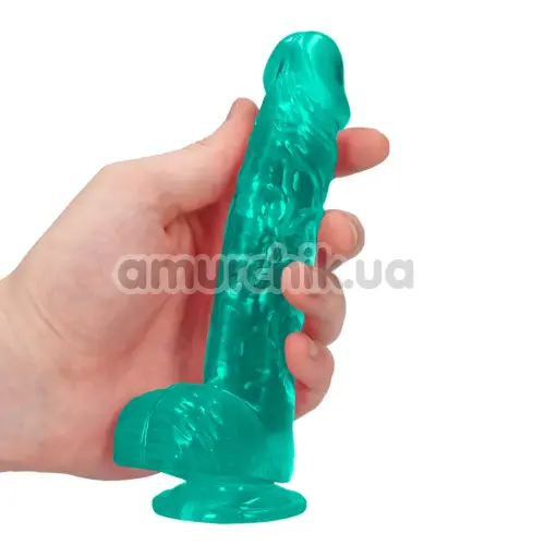 Фалоімітатор Realrock Crystal Clear Dildo Realistic 6, бірюзовий
