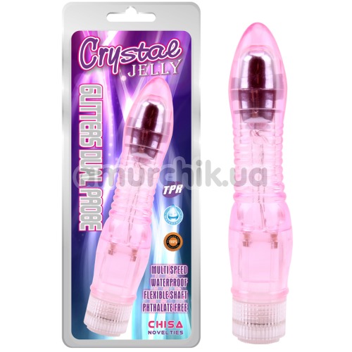 Вибратор Crystal Jelly Glitters Dual Probe, розовый