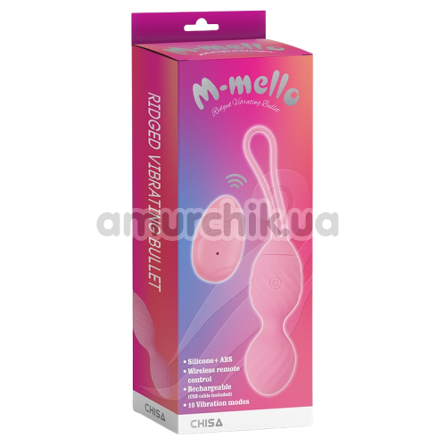 Вагінальні кульки з вібрацією M-Mello Ridged Vibrating Bullet, рожеві