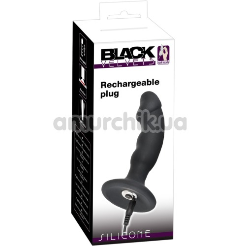 Анальная пробка с вибрацией Black Velvets Rechargeable Plug, черная