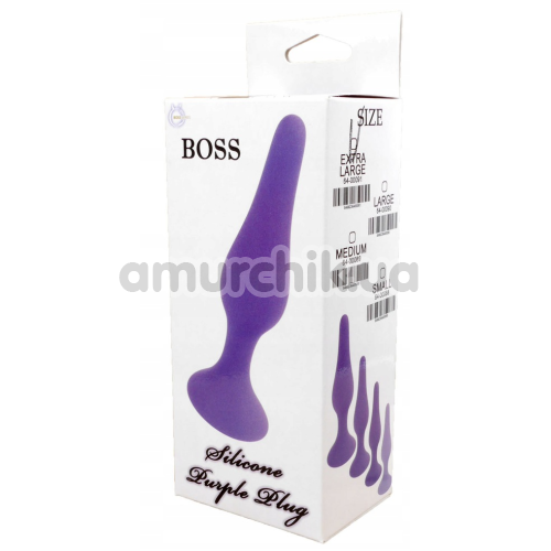 Анальная пробка Boss Series Silicone Purple Plug Extra Large, фиолетовая