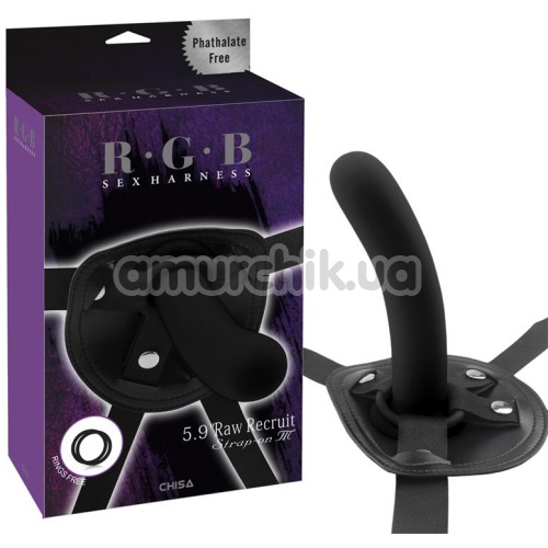 Страпон R.G.B Sex Harness 5.9 Raw Recruit Strap-On M, чорний