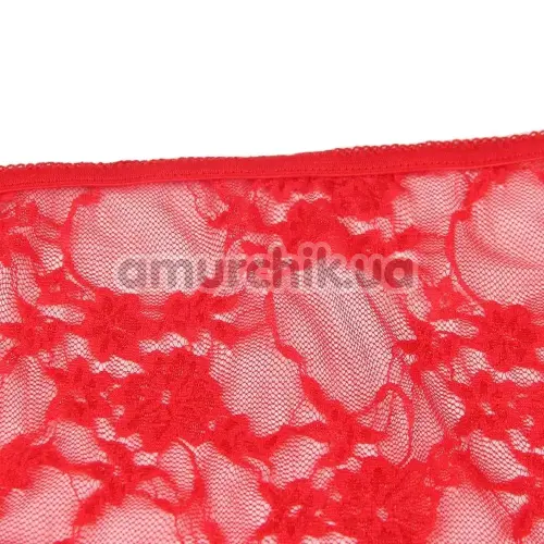 Комплект Star Night Lace Lingerie With Long Gloves, красный: бюстгальтер + трусики + перчатки