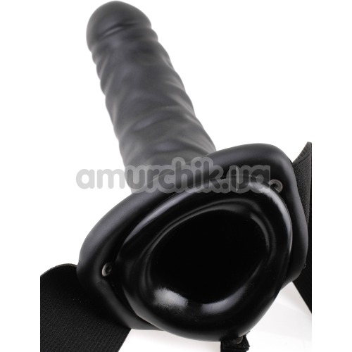 Порожній страпон з вібрацією 8 Inch Vibrating Hollow Strap-On, чорний