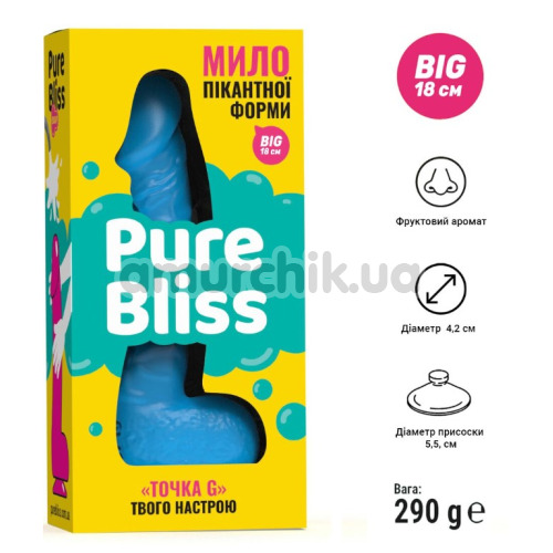 Мыло в виде пениса с присоской Pure Bliss Big, голубое