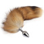 Анальная пробка с коричневым хвостом лисы Fierce Euphoria Fluffy Fox Plug, серебряная - Фото №0