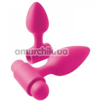 Набор анальных пробок с вибрацией Inya Rechargeable Vibes-O-Spades, розовый - Фото №1