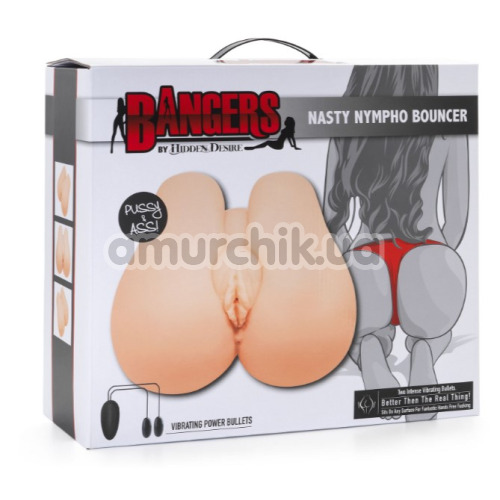 Искусственная вагина и анус с вибрацией Bangers Nasty Nympho Bouncer, телесная
