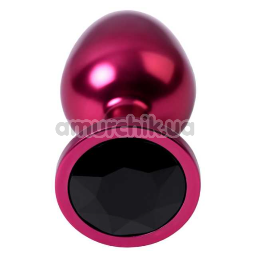Анальна пробка з чорним кристалом Toyfa Metal 717008-99, рожева