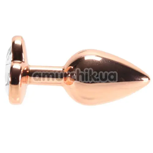Анальная пробка с прозрачным кристаллом Rear Assets Rose Gold Heart S, розово-золотая