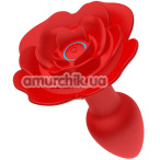 Анальная пробка с вибрацией и ротацией Boss Series Rotating Butt Plug Flower, красная - Фото №1