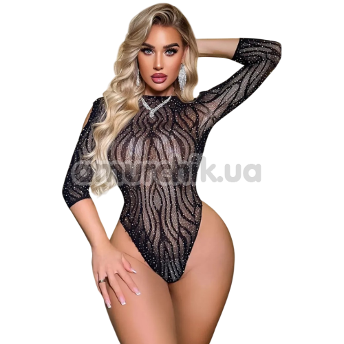 Боди Star Night Zebra Mesh Rhinestone Bodysuit, черное