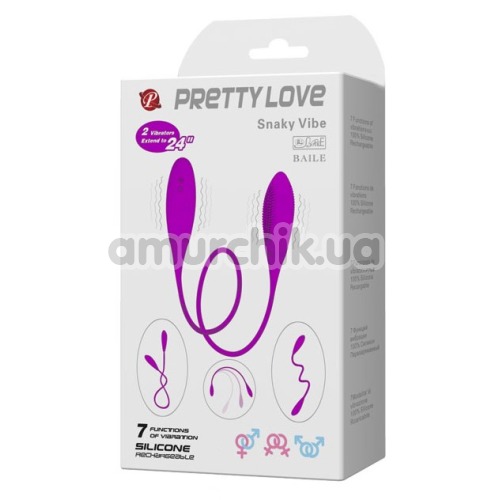 Двуконечный вибратор Pretty Love Snaky Vibe с шипами, фиолетовый