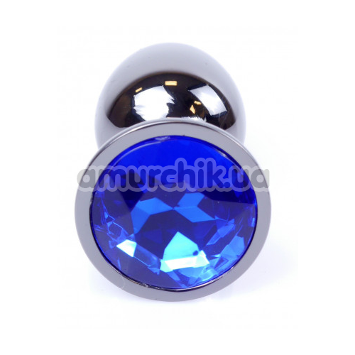 Анальная пробка с синим кристаллом Exclusivity Jewellery Dark Silver Plug, серебряная
