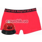 Комплект мужской Admas Ring for Sex красный: трусы + звонок - Фото №1