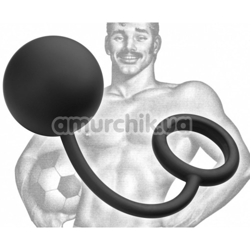 Эрекционное кольцо с анальным шариком Tom Of Finland Silicone Cock Ring with Heavy Anal Ball, черное