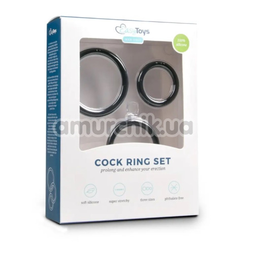 Набір ерекційних кілець для члена Easy Toys Men Only Cock Ring Set, чорний