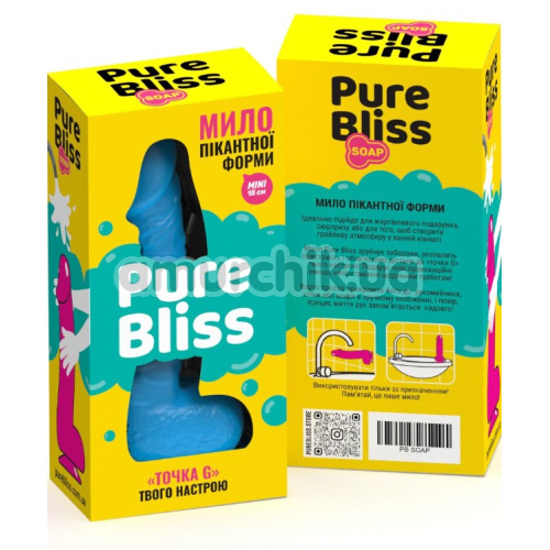 Мыло в виде пениса с присоской Pure Bliss Mini, голубое