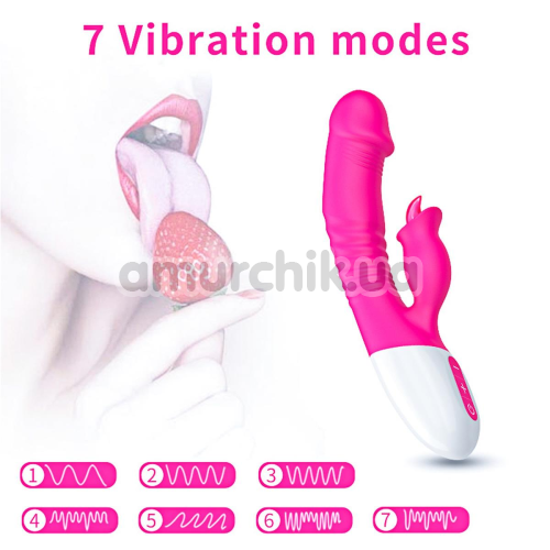 Вибратор с подогревом FoxShow Silicone 7 Function Vibrator, розовый