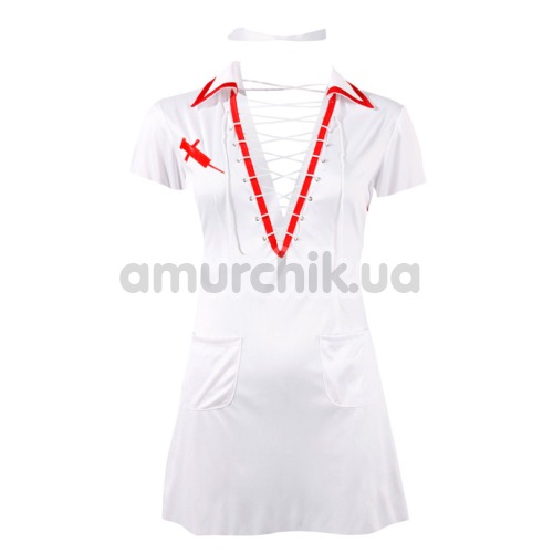 Костюм медсестры Cottelli Collection Costumes 2470616 белый: халатик + шапочка
